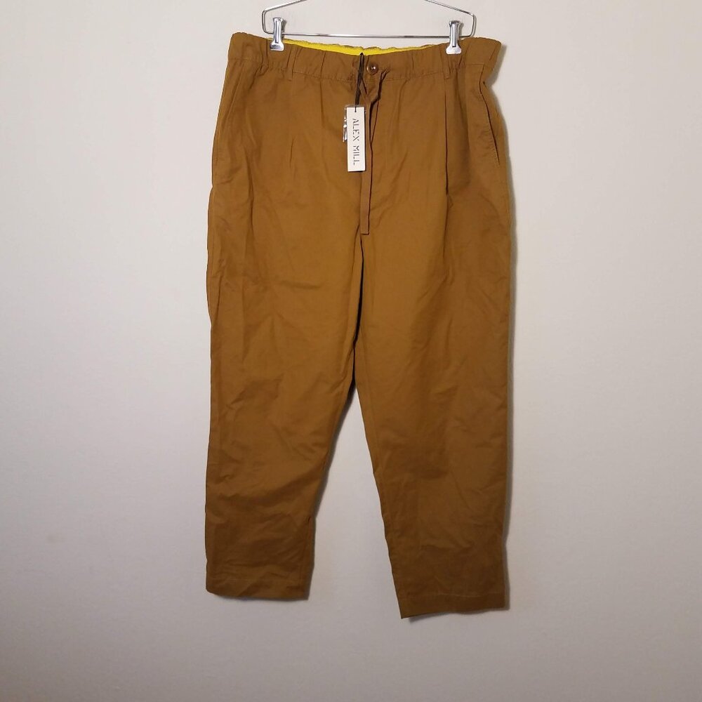 Alex Mill Mens XXL Golden Khaki Pull On Pant Tech Nylon Button Fly New